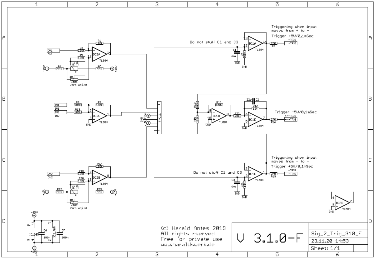 Signal to Trigger converter schematic control board