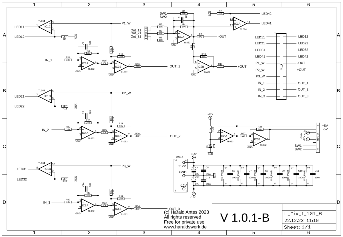 Utility mixer schematic main board