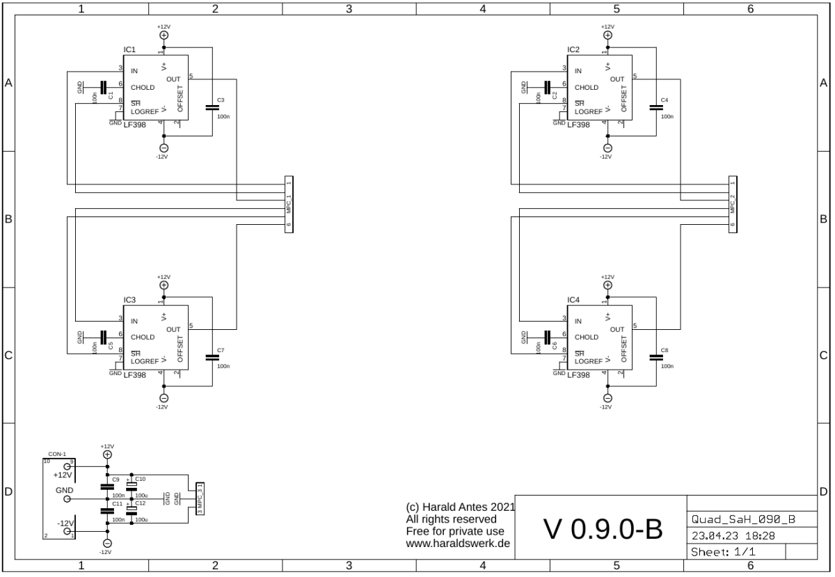 Quad Sample and Hold control board schematic