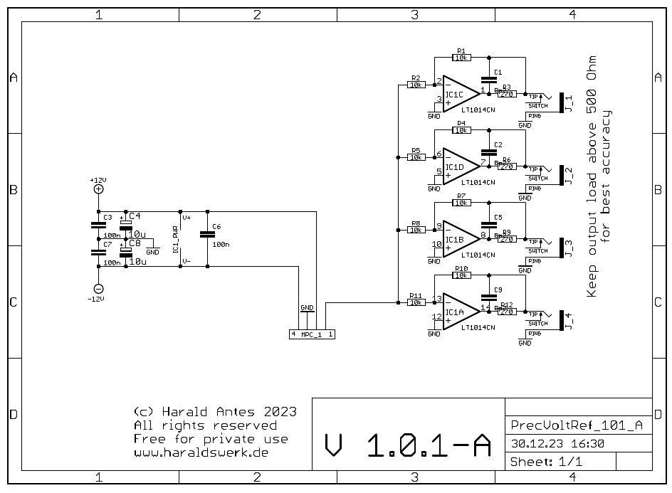Scaled voltage reference 10V schematic control board
