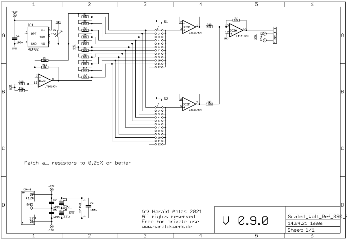 Scaled voltage reference schematic main board