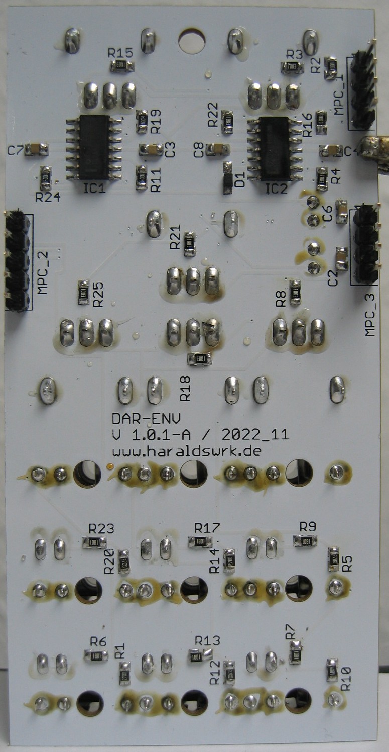 Voltage Controlled DAD Envelope populated control PCB back
