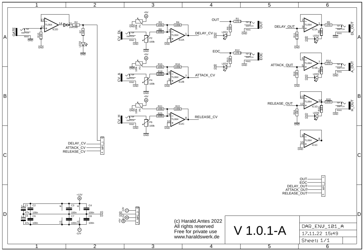 Voltage controlled DAD Envelope schematic control board