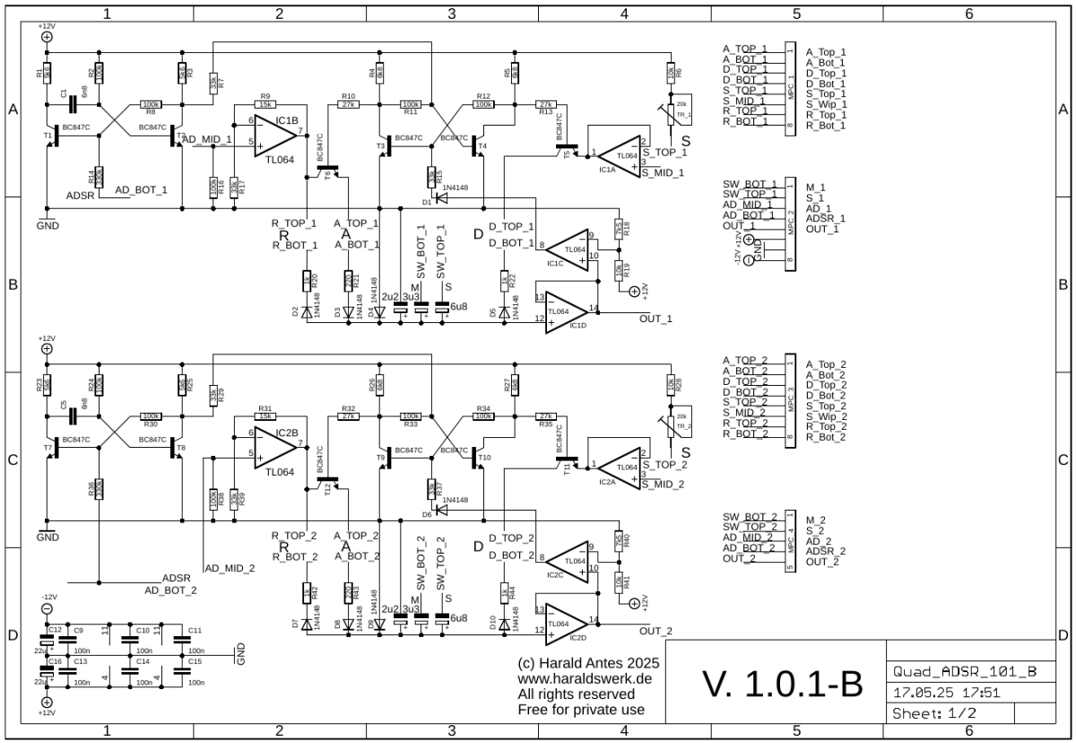 PDF with better resolution in the download section AD/ADSR Envelope schematic main board