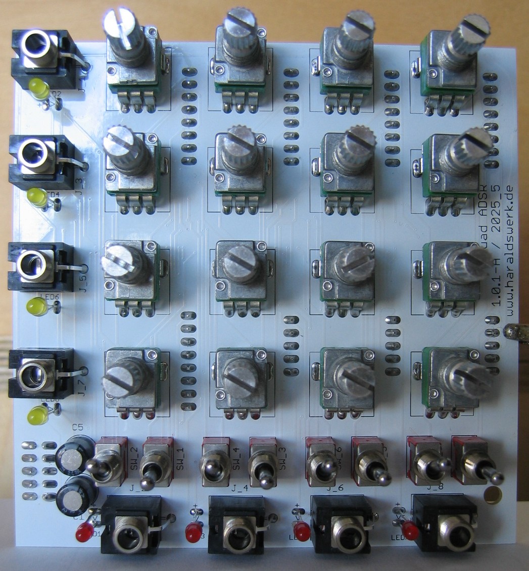 Quad_ADSR Envelope populated control PCB top