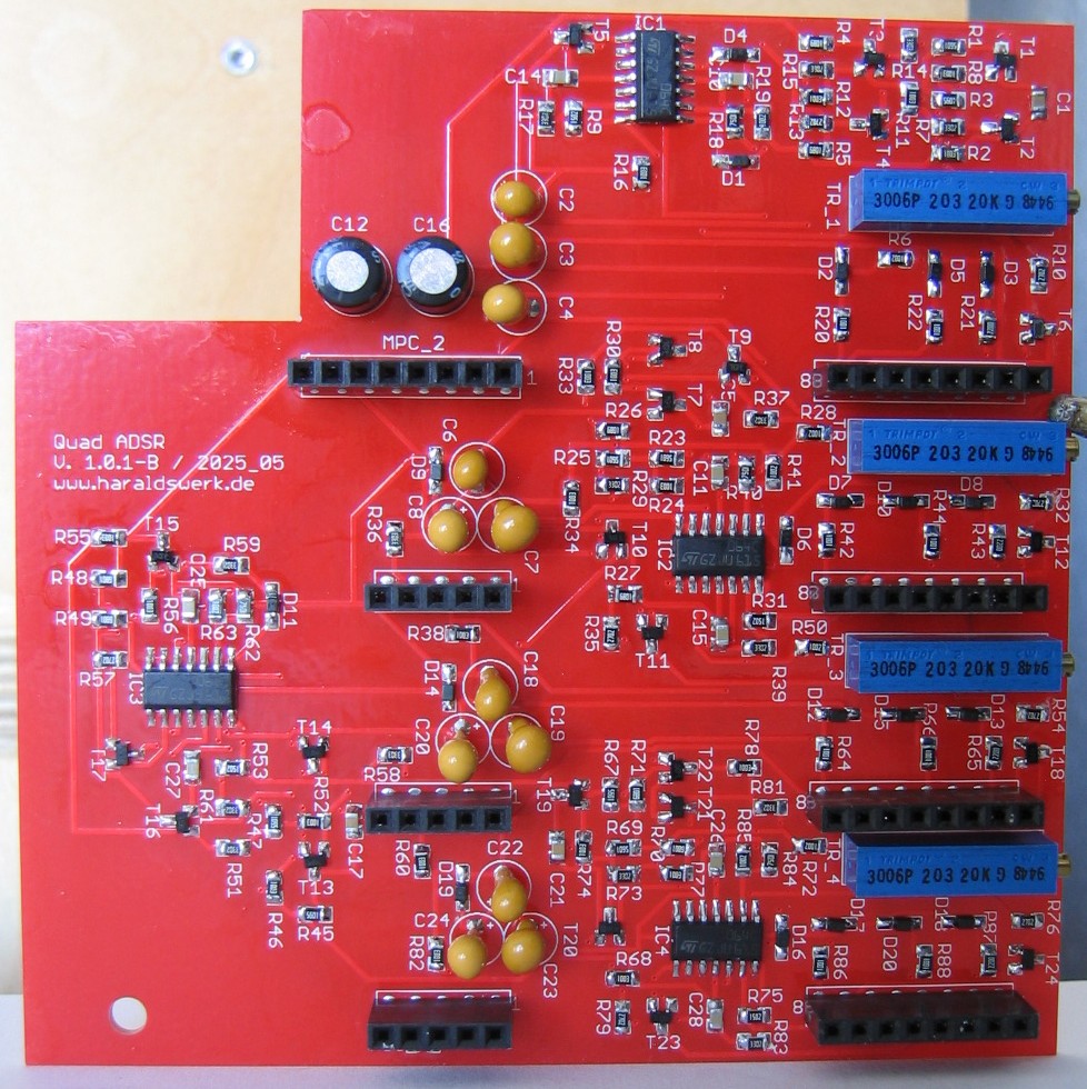 Quad_ADSR Envelope populated main PCB top