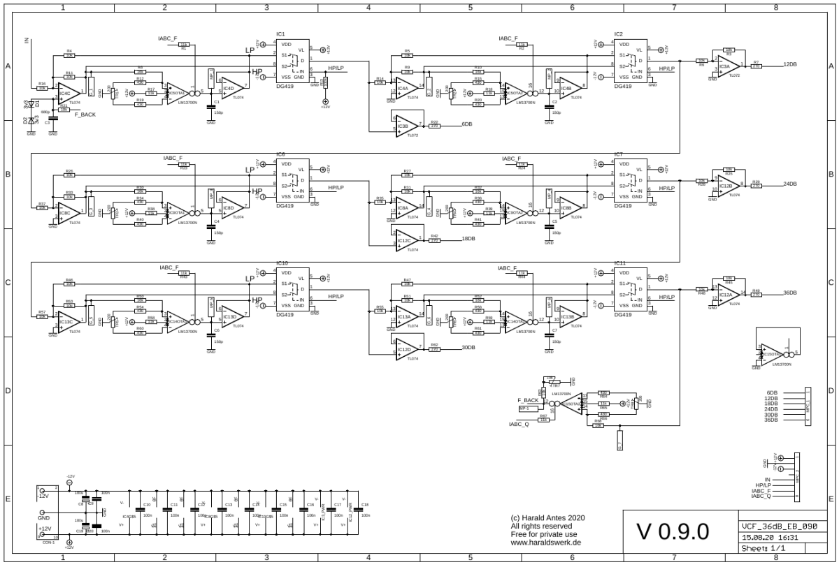 6..36dB VCF schematic main board