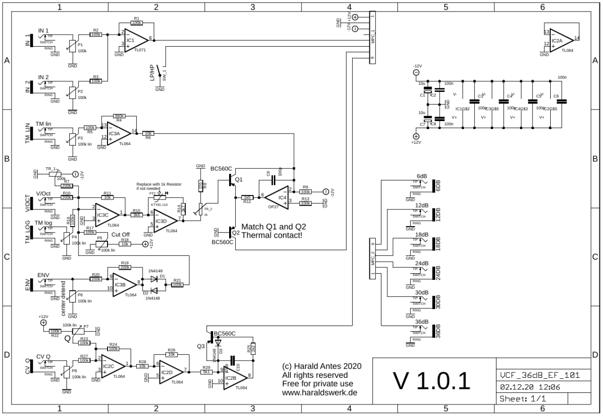 PDF with better resolution in the download section 26..36dB VCF schematic control board