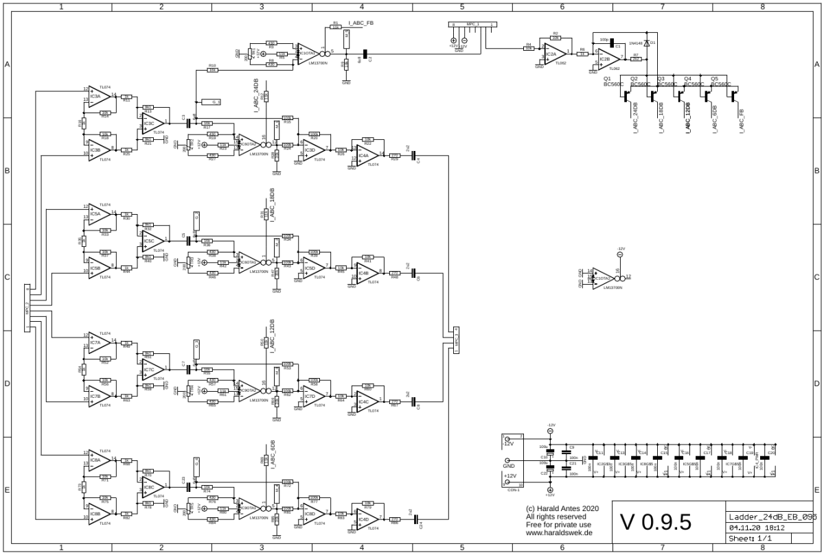 24dB Ladder filter schematic main board