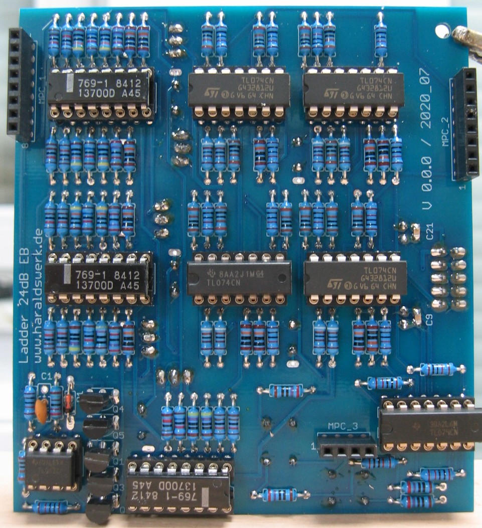 Ladder 24dB populated main PCB front view