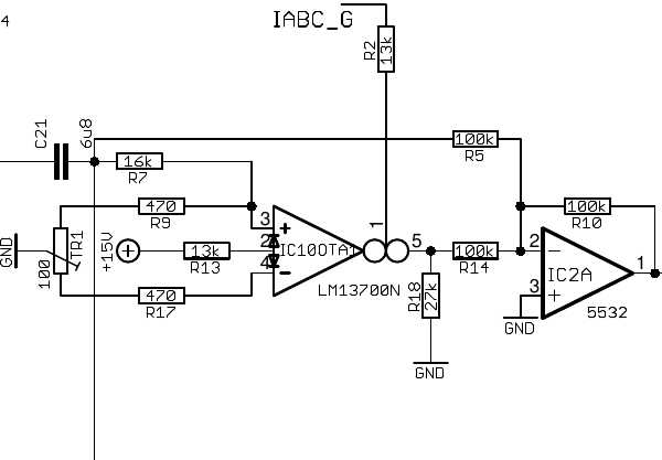 Moog Ladder Filter schematic detail