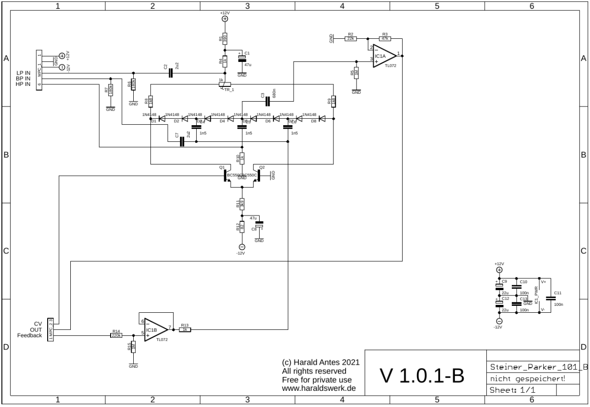 Steiner Parker filter schematic main board