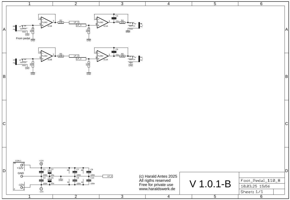CV Pedal Connector main board schematic