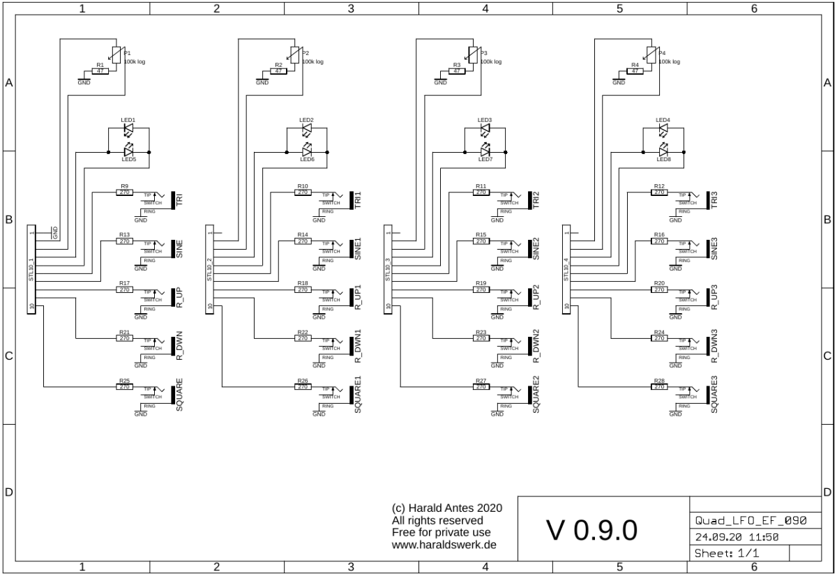 Quad LFO schematic control board