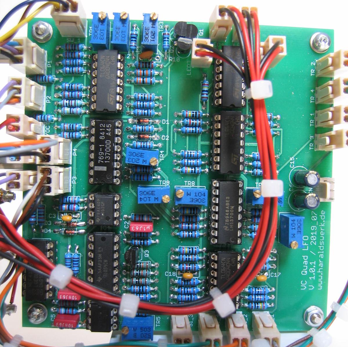 Voltage controlled quadrature LFO populated PCB