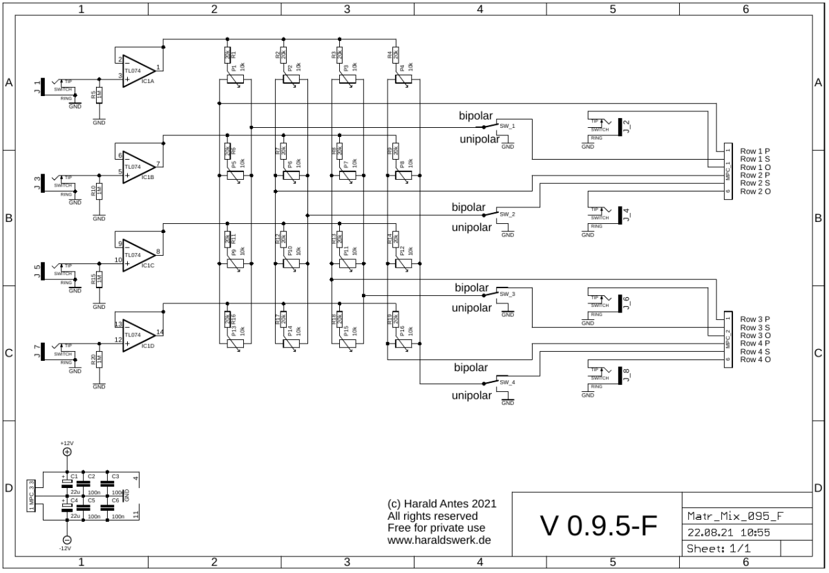 Matrix Mixer schematic control board