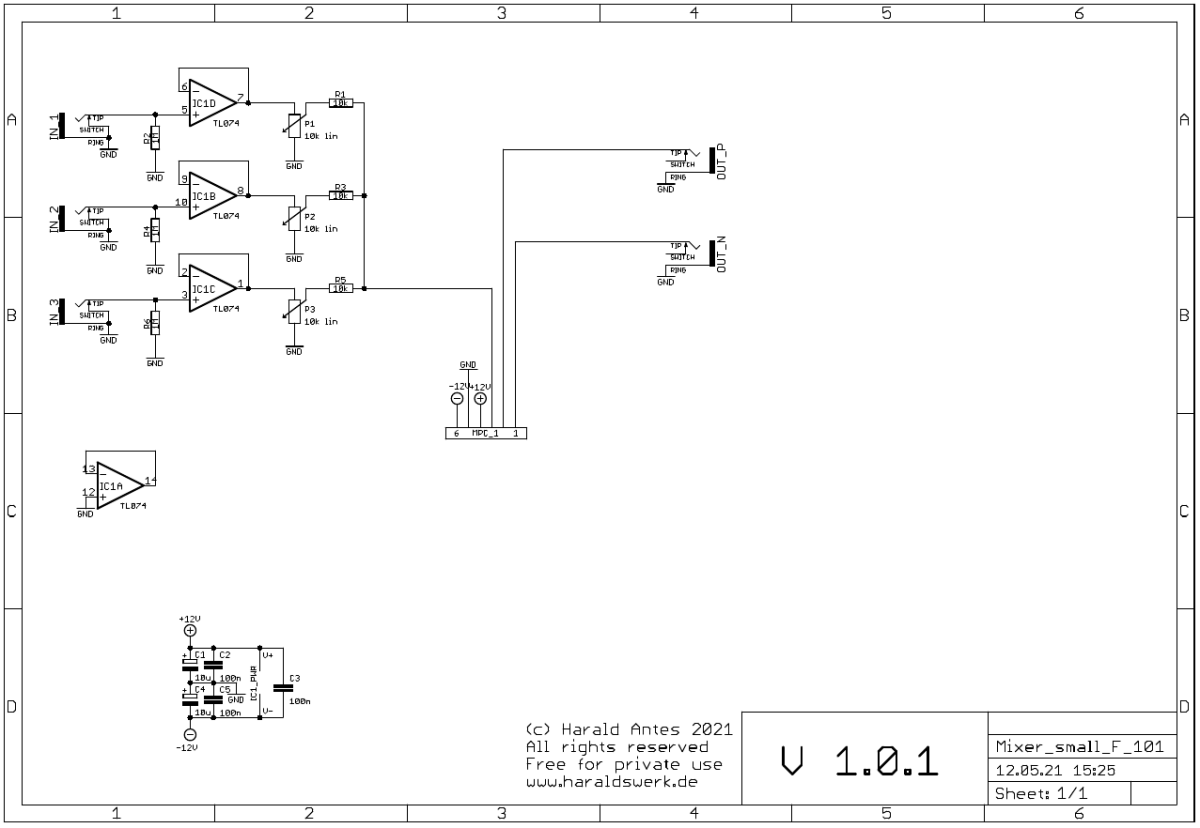 Small mixer schematic control board