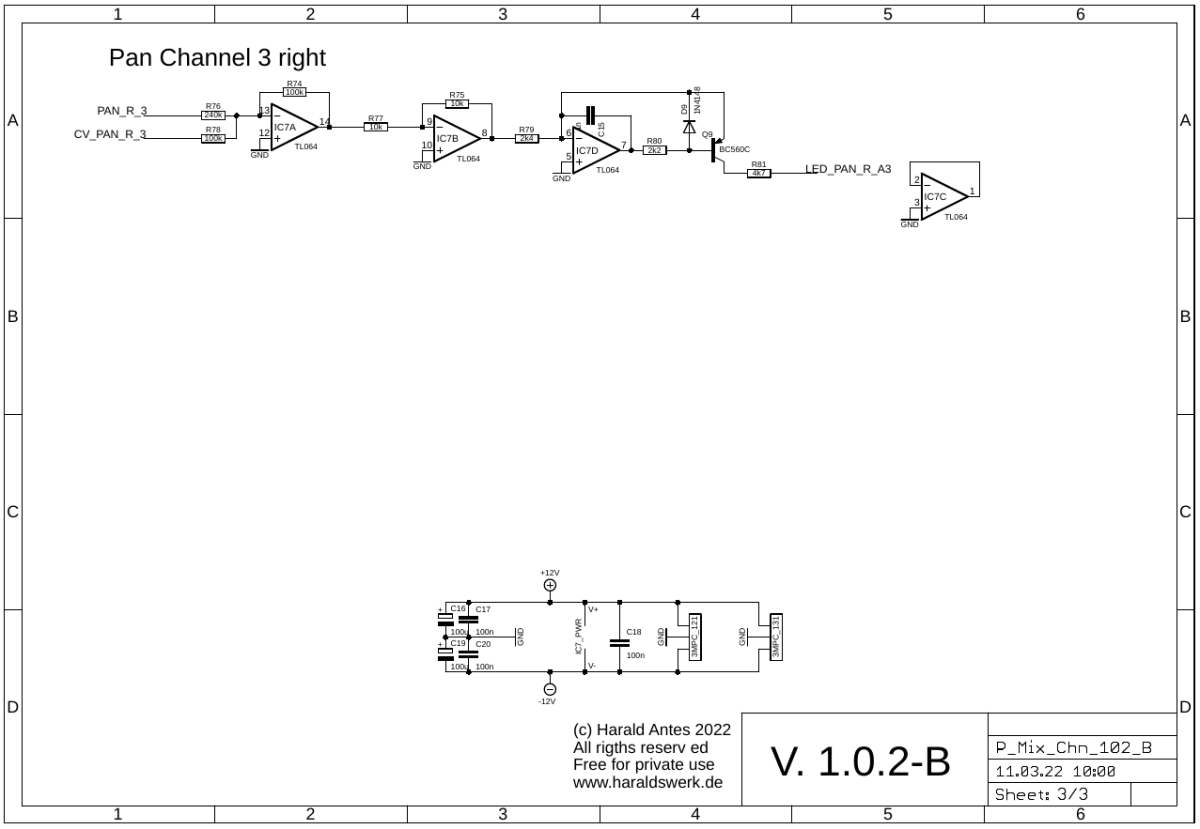 Performance Mixer Channel schematic main board 01/03 
