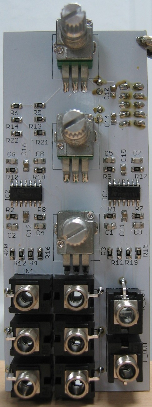 Stereo Mixer populated control PCB