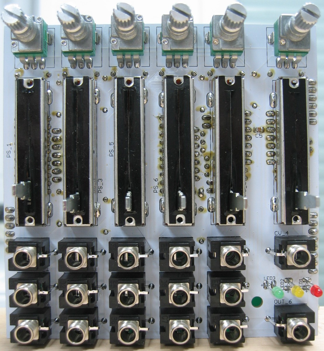 Voltage controlled mixer-VCA populated control PCB front