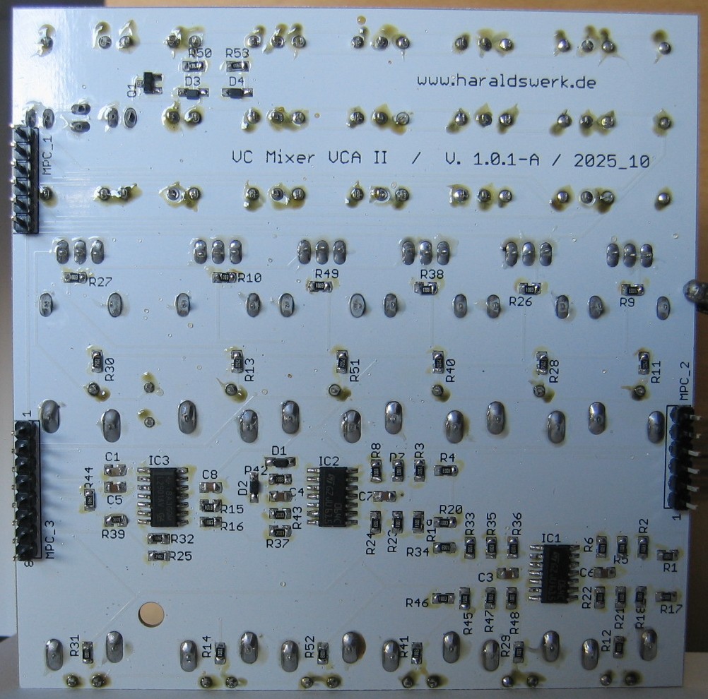 Voltage controlled mixer VCA-II populated control PCB back
