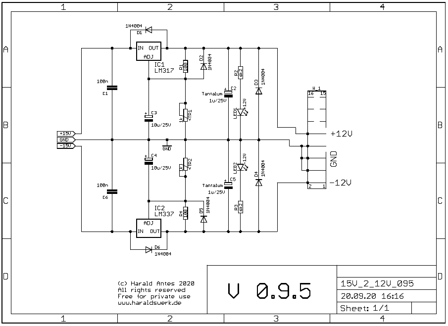 15V to 12V Adaptor schematic