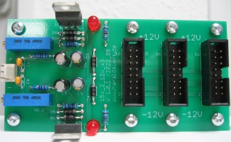 15V to 12V multiple adaptor populated PCB