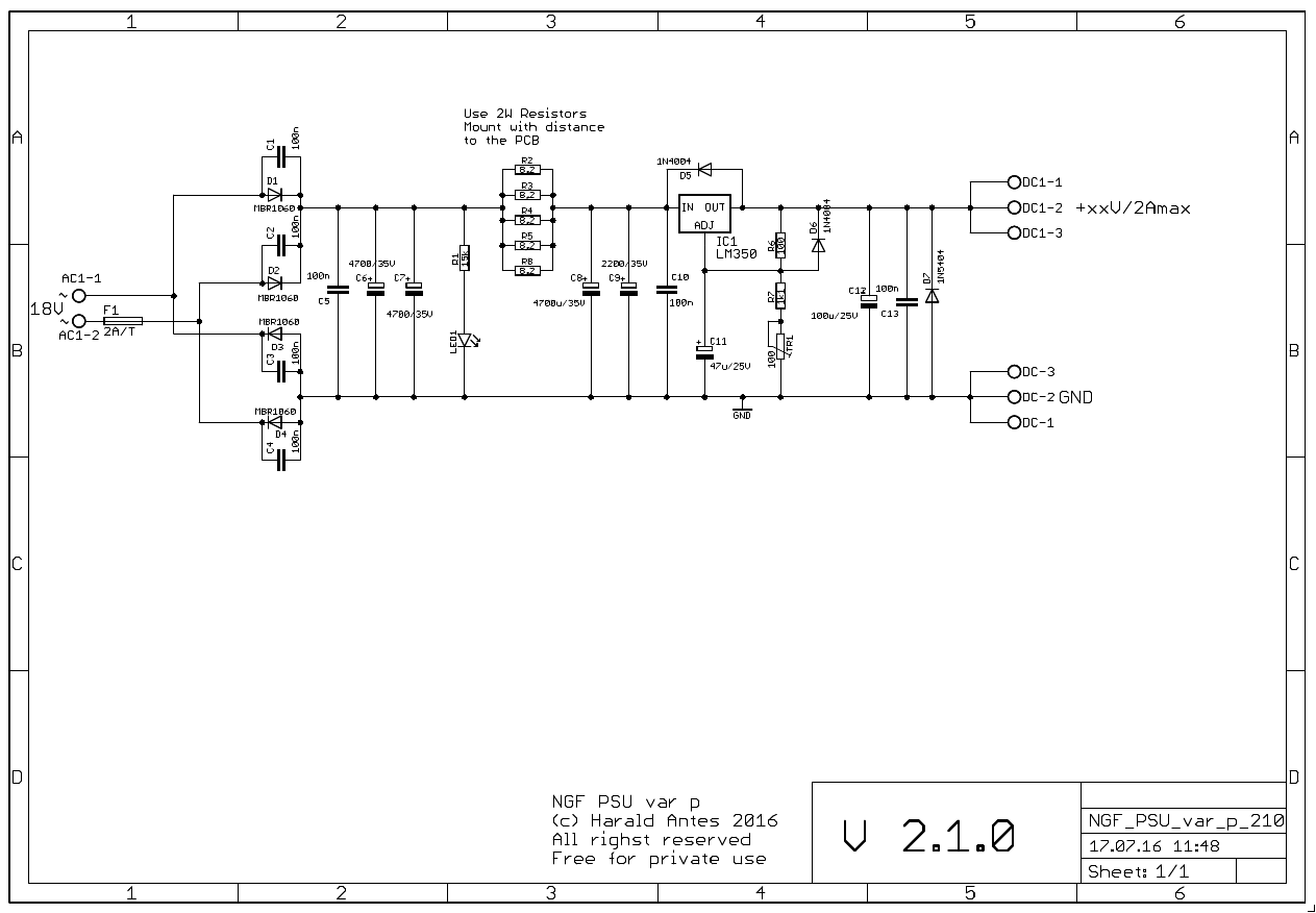 Ultra low ripple PSU with LM350