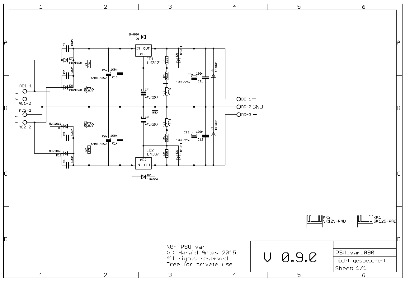 Small variable +/- PSU with LM317 / LM337