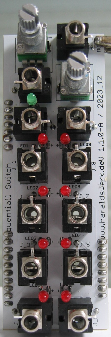 Voltage Controlled Sequential Switch populated control PCB front