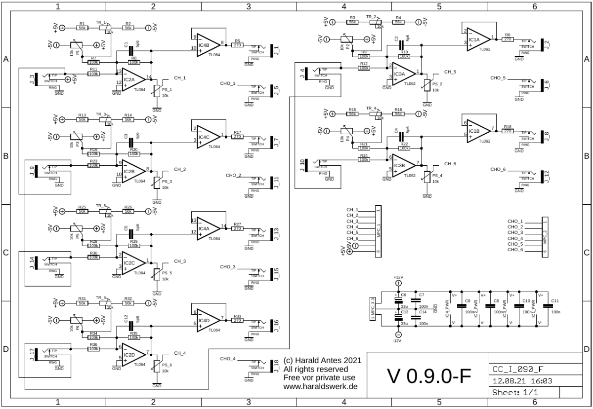 Slider Bank (command one) schematic control board