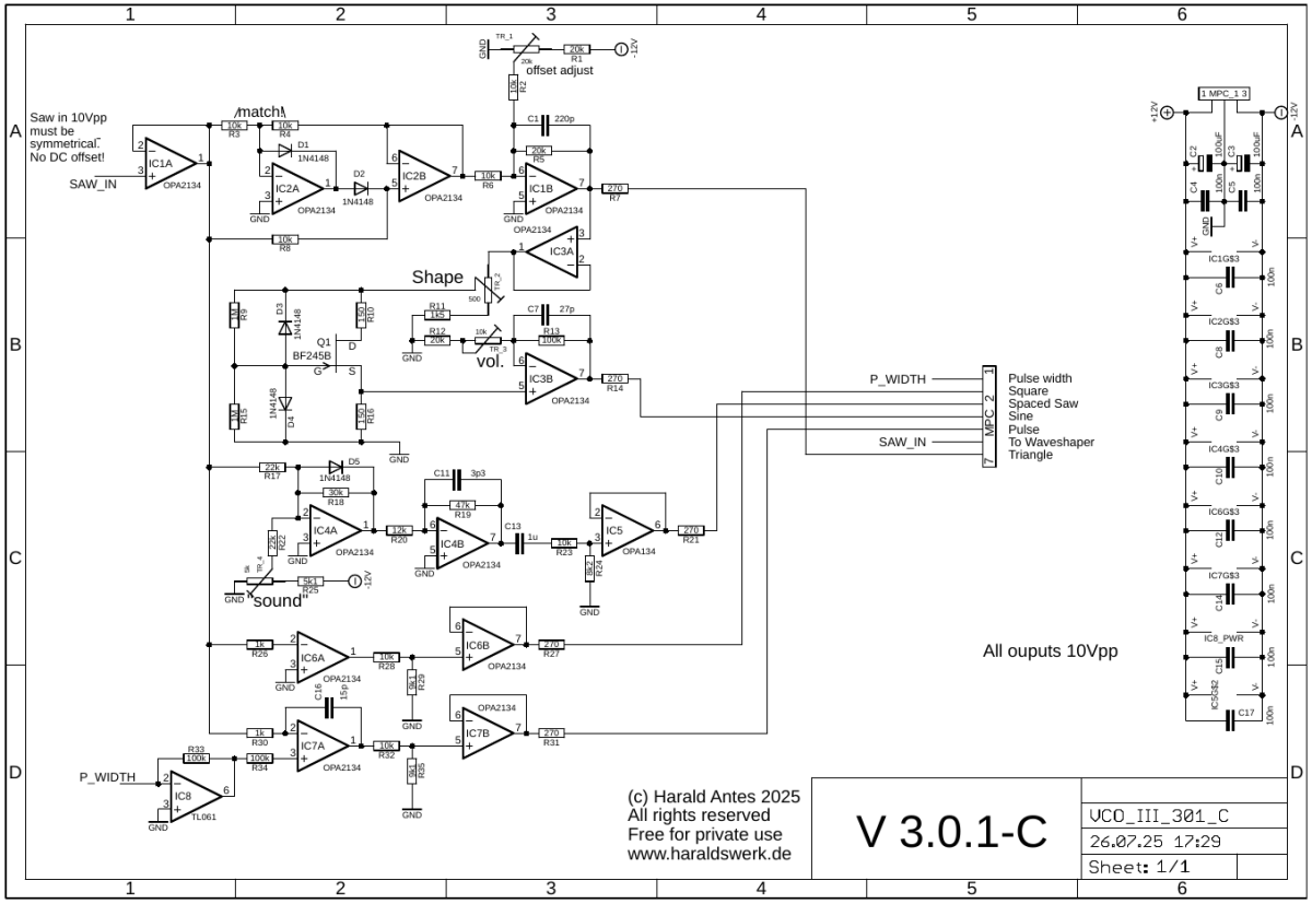 VCO III / IV schematic waveshaper