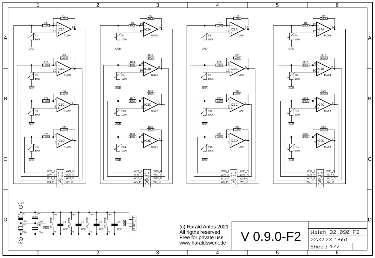 Walsh 32 Function Generator schematic control board F2