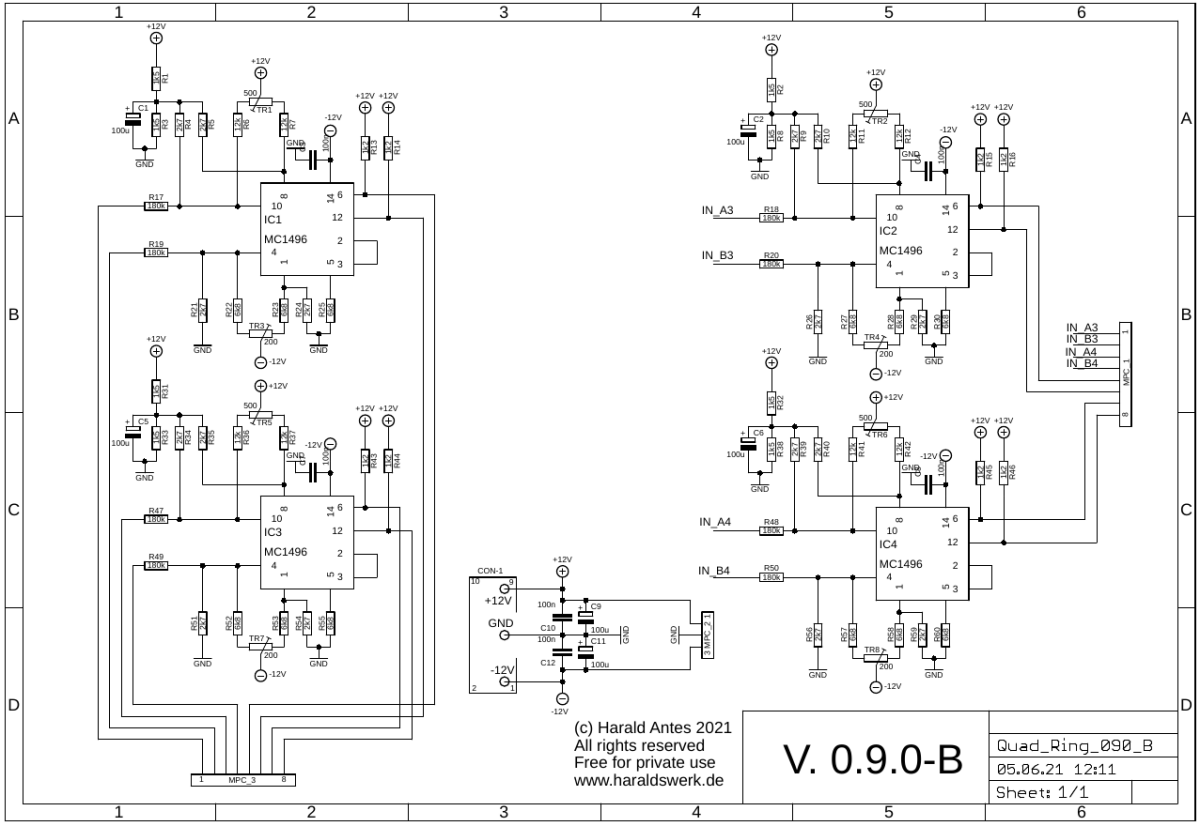Quad Ringmodulator schematic 01 main board