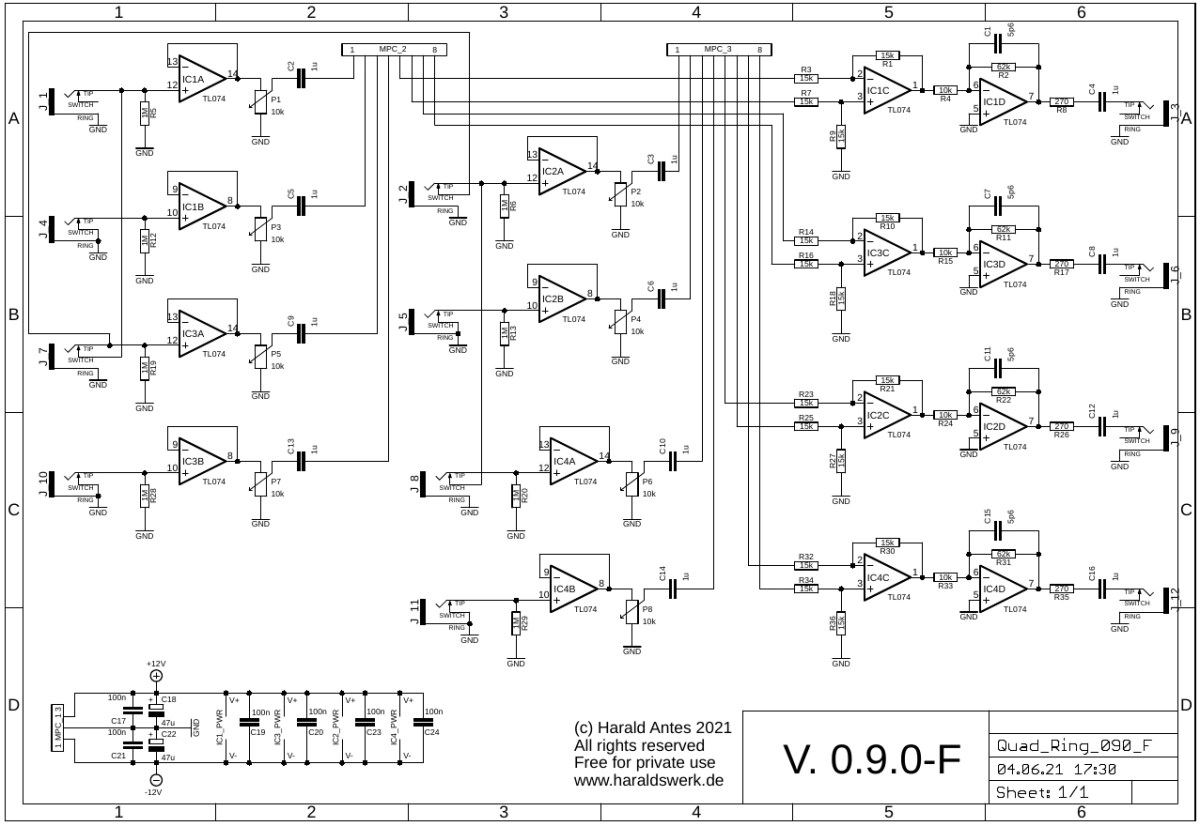 Quad Ringmodulator schematic control board