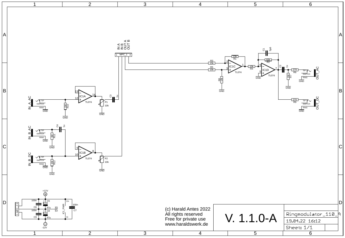 Ringmodulator single schematic control board