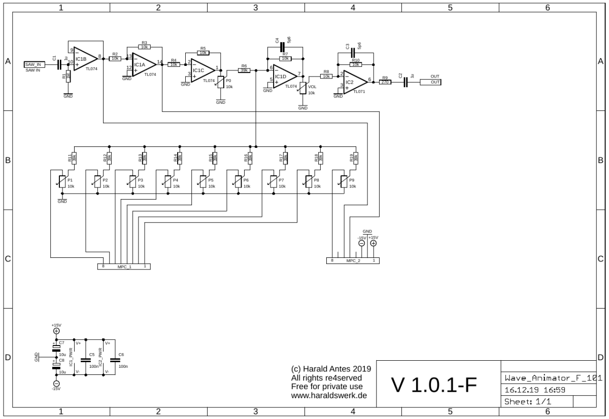 Multi Phase Waveform Animator schematic control board