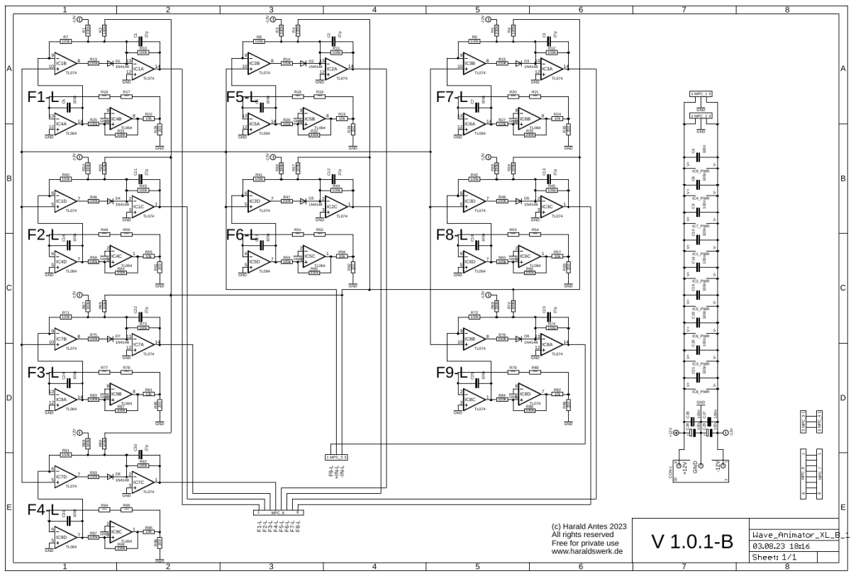 Multi Phase Stereo Waveform Animator schematic 01 main board